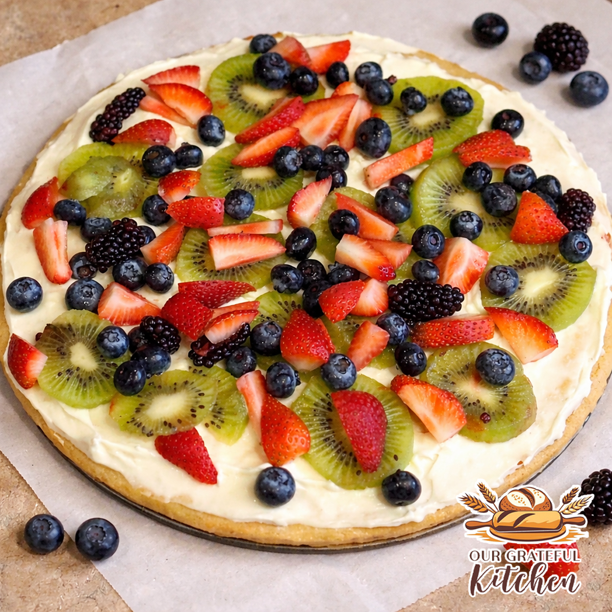 Fruit Pizza with Sugar Cookie Crust