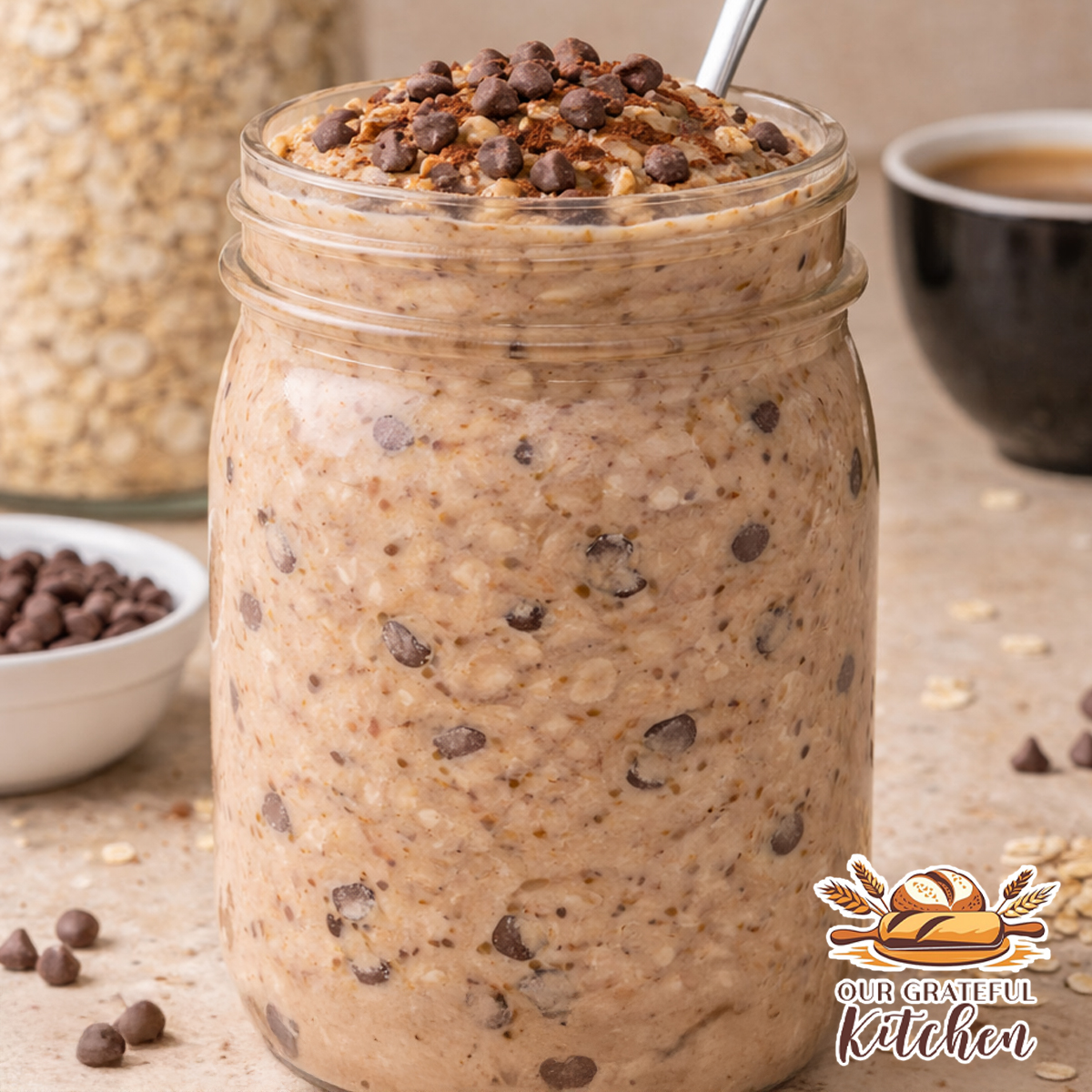 Mocha Chip Overnight Oats (High-Protein Breakfast)